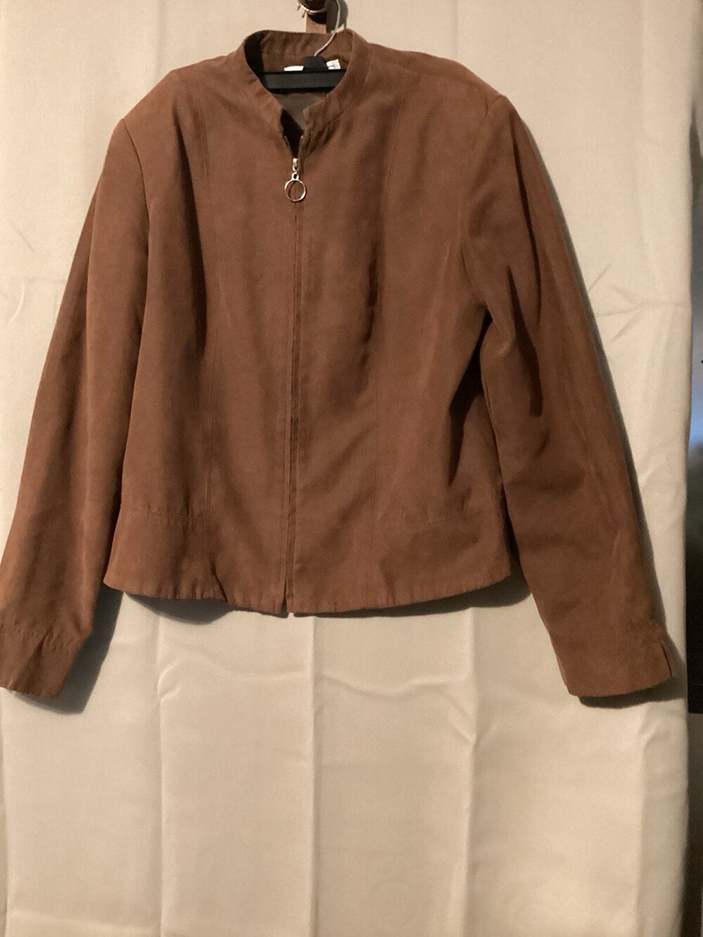Women’s Zip Up Long Sleeve Dress Jacket SZ 8 Lined Brown Y2K Work Wear